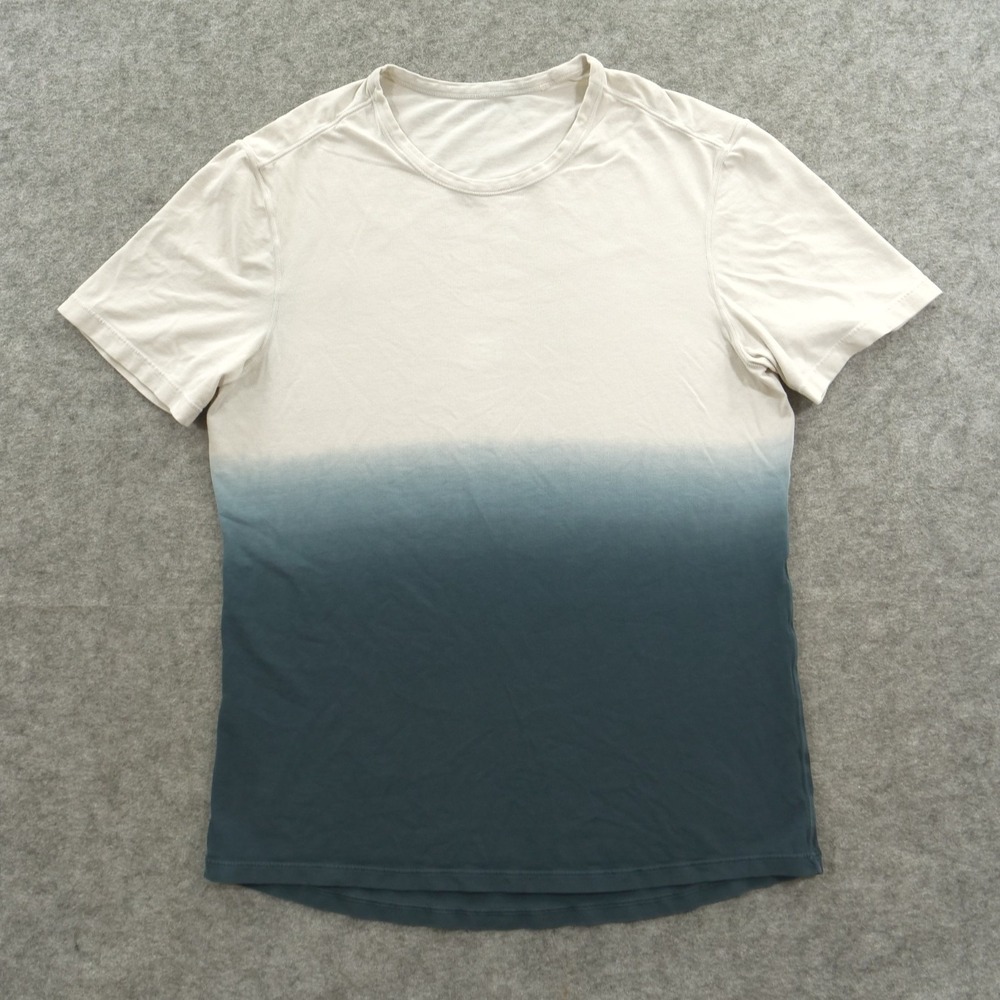 Lululemon Shirt Mens Medium Beige Blue 5 Year Basic Tee Crew Ombre Logo